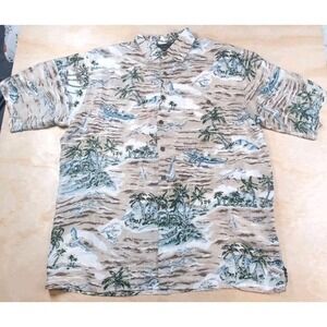 Silk Traders Hawaiian Shirt Sz Large Aloha Tropical Islands Mens 100% Silk